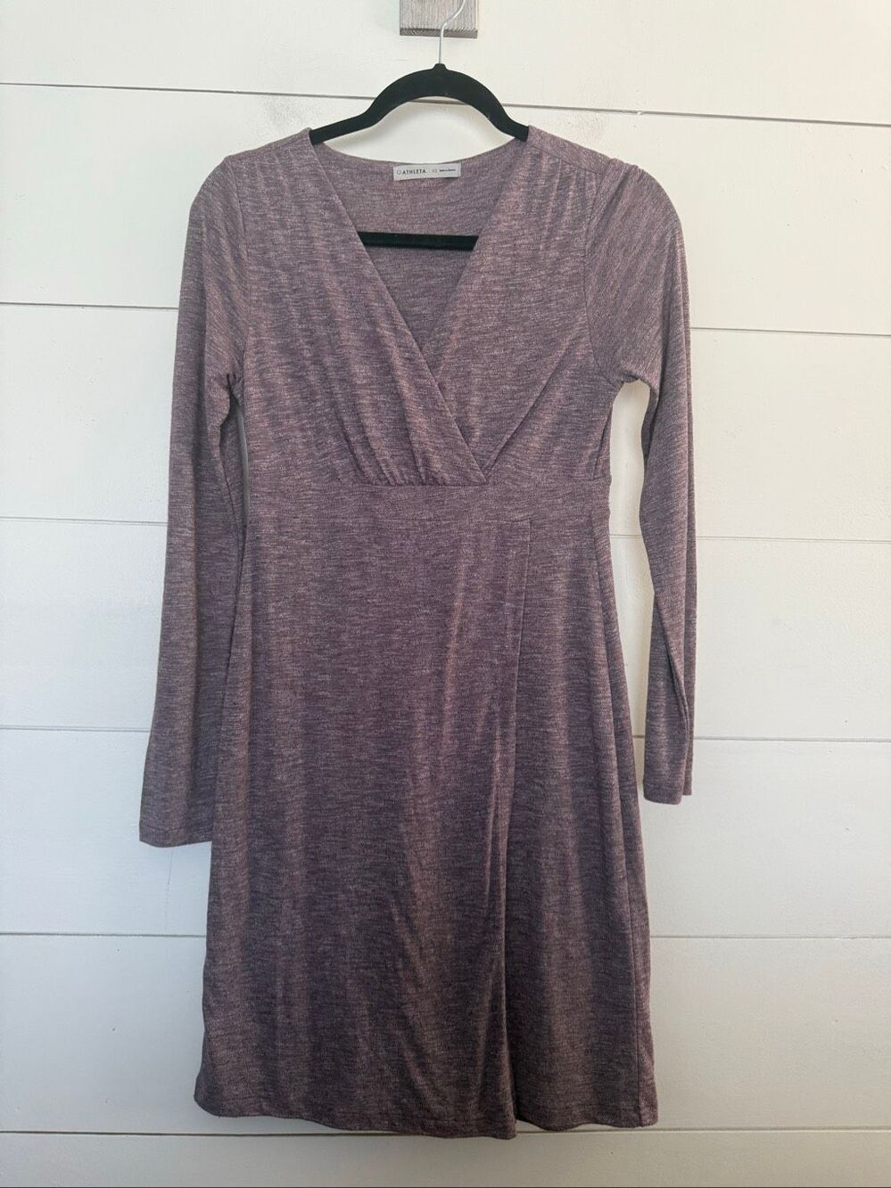 Athleta Women’s XS Purple Marled Faux Wrap Longsleeve Dress